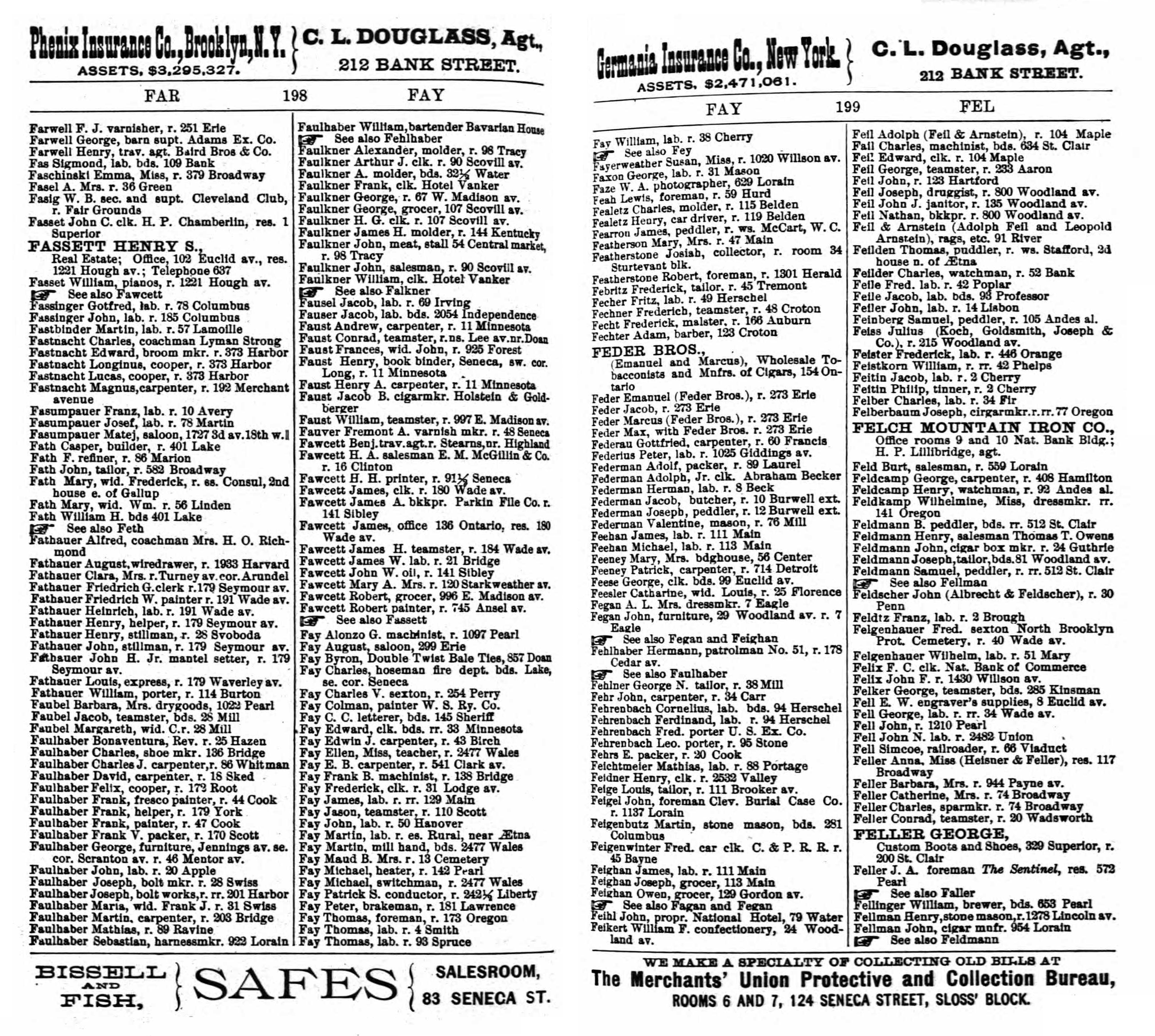 1884 Cleveland, Ohio City Directory for Patrick S Fay, conductor, 242 and a half Liberty Street