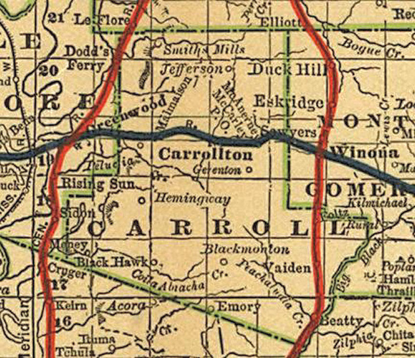 Carroll County, Mississippi, General Information and Maps