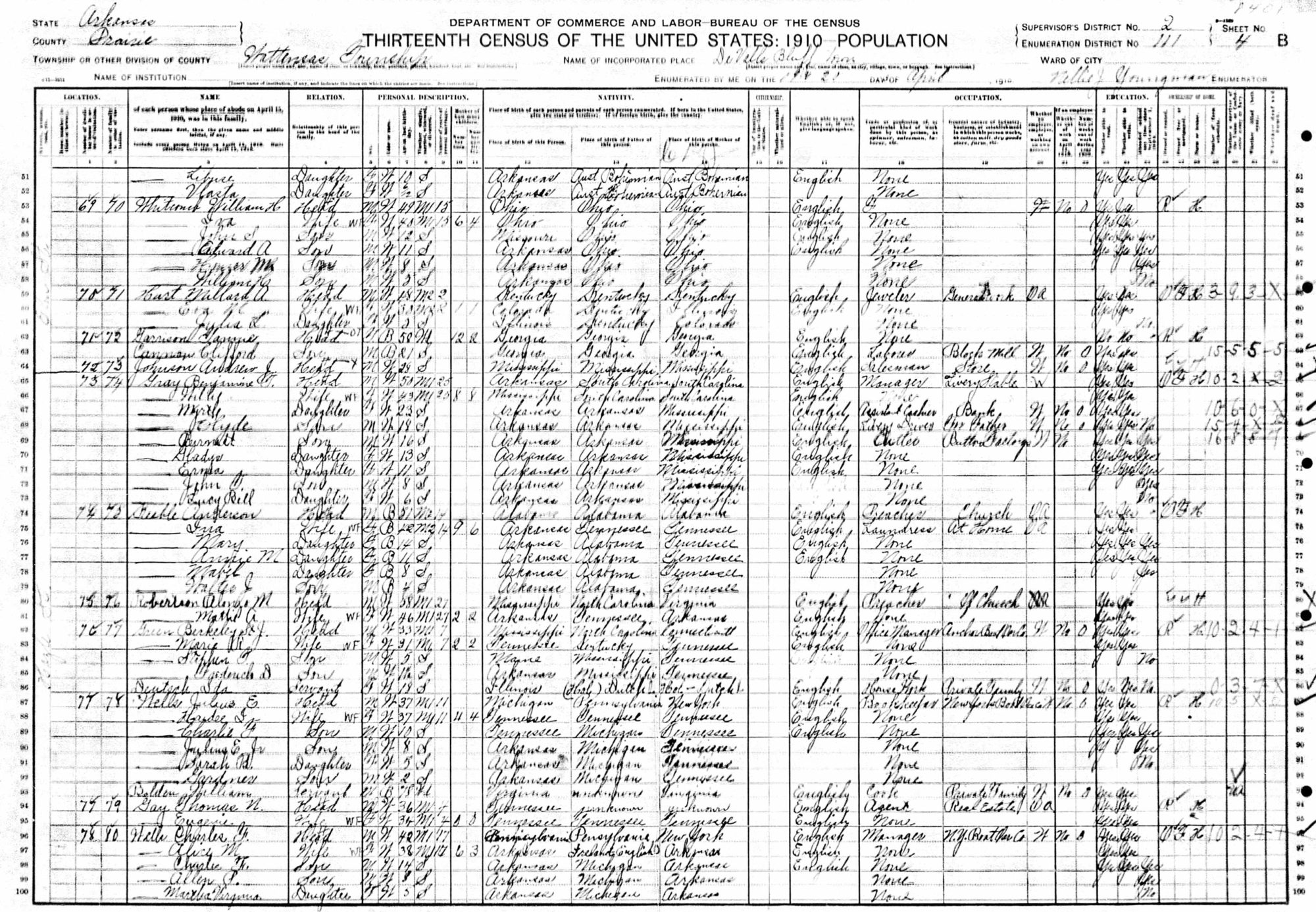 1910 United States Federal Census - Charles Frederick Wells