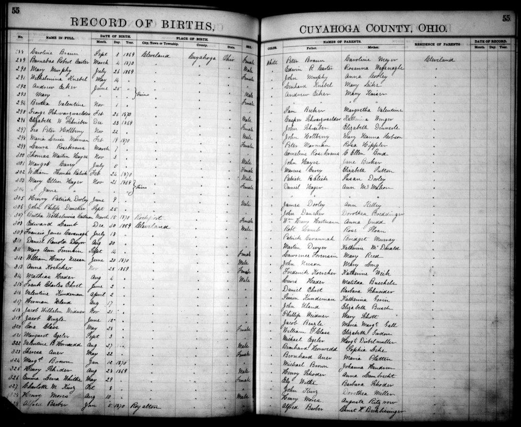 Birth Record, Francis James Cavanagh