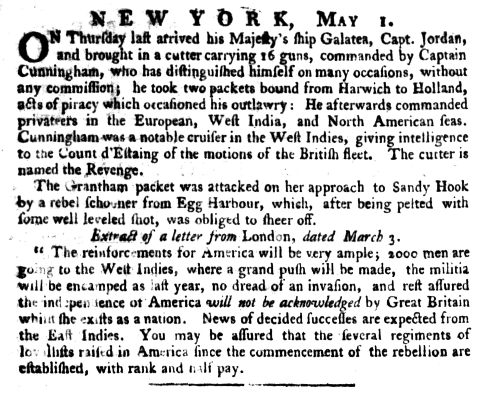 Captain Jordan, The Virginia Gazette (Williamsburg, VA) Sat May 22, 1779, p2