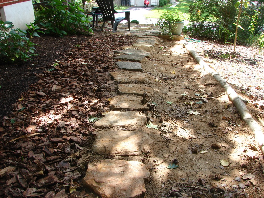 west side yard, facing south, stepping stones with mulch 3