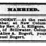 Almira Alice Bogert, 1875-08-31 Daily Record of the Times (Wilkes-Barre, PA) Tue Aug 31, 1875, p3