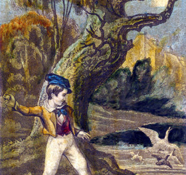 Boy Throwing Stones At Duck, Baxter Print