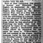 JW Bogert, Wilkes Barre Semi-Weekly Record Fri Aug 6, 1915, p3, Former Alderman JW Bogert Dies