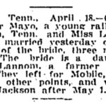 Lydia May Lannom 1912-04-19 The Tennessean Fri Apr 19, 1912, p11, Wedding to Luther Mayo