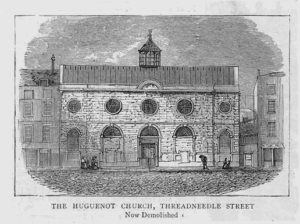 The Huguenots in England: The Huguenot Church, Threadneedle Street; from The Graphic, 24 October 1885