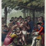 The Indians delivering up the English captives to Colonel Bouquet near his camp at the forks of Muskingum in North America in Nov 1764